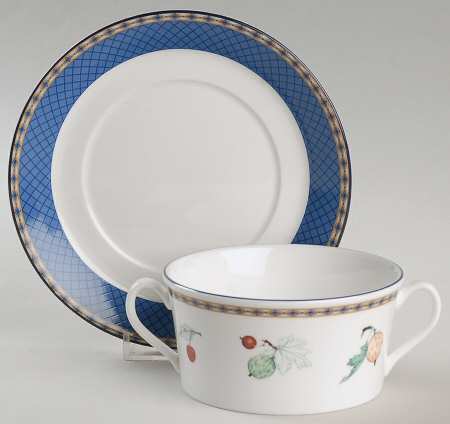Fruit Symphony Flat Cream Soup Bowl & Saucer Set