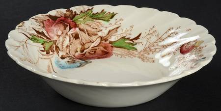 Harvest Brown Multicolor (Floral Rim and Ctr) Fruit/Dessert (Sauce) Bowl