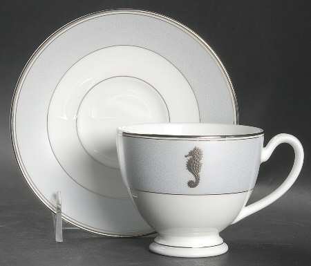 Seahorse Ocean Footed Cup & Saucer Set