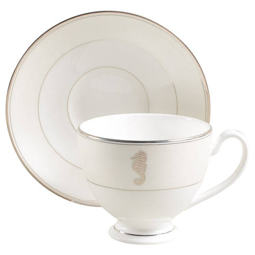 Seahorse Ivory Footed Cup & Saucer Set