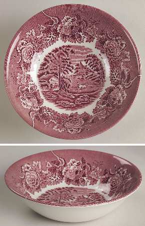 English Scenery Pink (Continental Shape) Coupe Cereal Bowl
