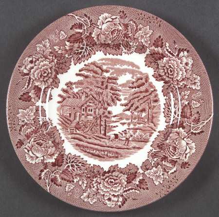 English Scenery Pink (Continental Shape) Salad Plate