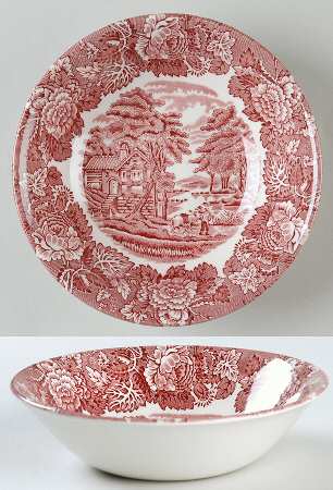 English Scenery Pink (Continental Shape) Coupe Cereal Bowl