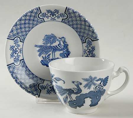 Yuan Blue (Newer, Continental Shape) Flat Cup & Saucer Set