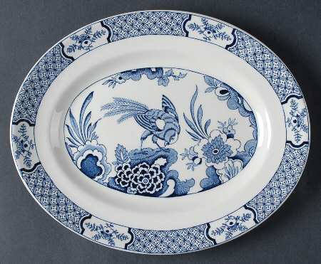 Yuan Blue (Newer, Continental Shape) 12" Oval Serving Platter