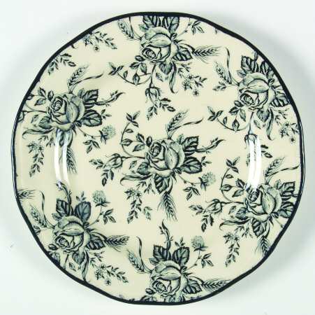 Colonial Rose Black and Cream Salad Plate