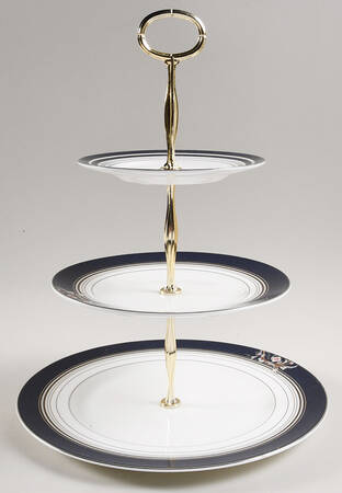 Renaissance Blue 13 7/8"-14 1/4" 3-Tiered Serving Tray(DP,SP,BB) HC