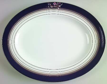 Renaissance Blue 14" Oval Serving Platter