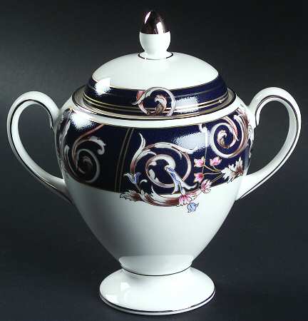 Renaissance Blue Globe Shape Sugar Bowl & Lid