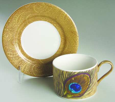 Peacock Flat Cup & Saucer Set
