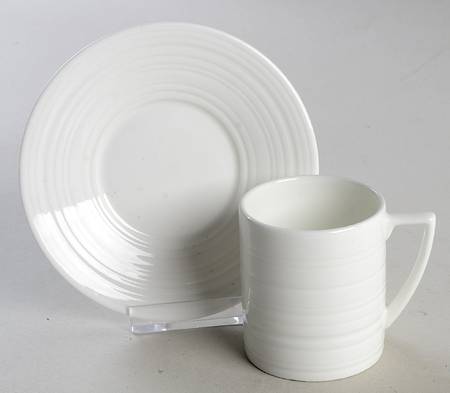 Jasper Conran Strata (Bone, Embossed) Flat Demitasse Cup & Saucer Set