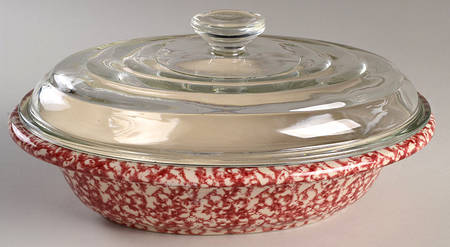 Rose Sponge Oval Baker with Lid