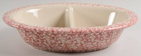 Rose Sponge 11" Oval Divided Vegetable Bowl