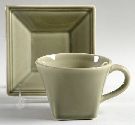 Hudson Green Flat Cup & Saucer Set