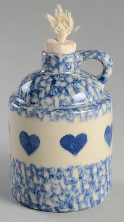 Blue Heart Oil Lamp and Wick Stopper