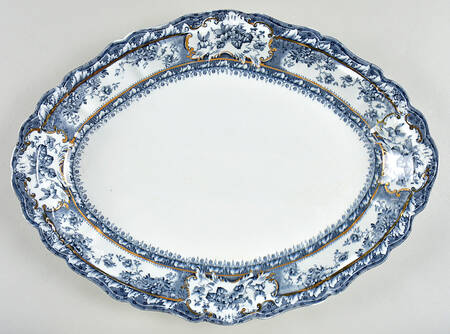 Phoebe Blue (Gold Accents, No Trim) 14" Oval Serving Platter