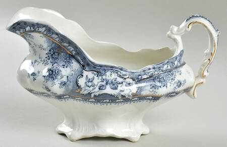 Phoebe Blue (Gold Accents, No Trim) Gravy Boat