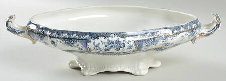 Phoebe Blue (Gold Accents, No Trim) Oval Vegetable No Lid