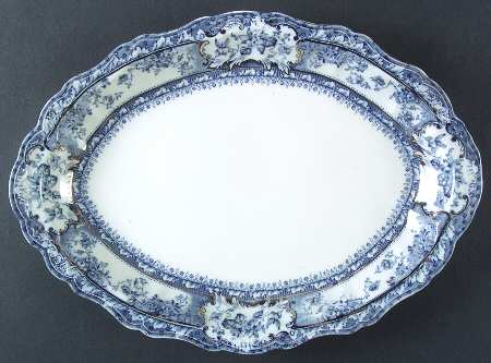 Phoebe Blue (Gold Accents, No Trim) 13" Oval Serving Platter