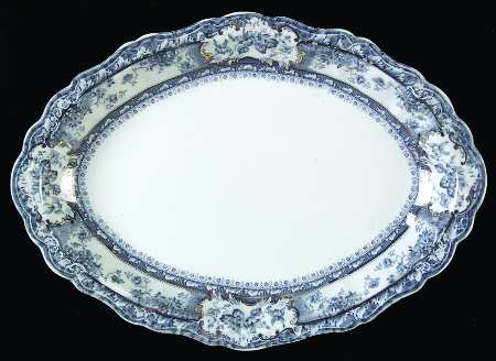 Phoebe Blue (Gold Accents, No Trim) 11" Oval Serving Platter