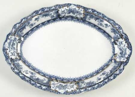 Phoebe Blue (Gold Accents, No Trim) 12" Oval Serving Platter