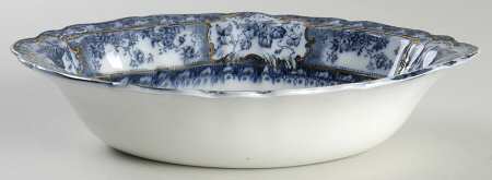 Phoebe Blue (Gold Accents, No Trim) 8" Oval Vegetable Bowl