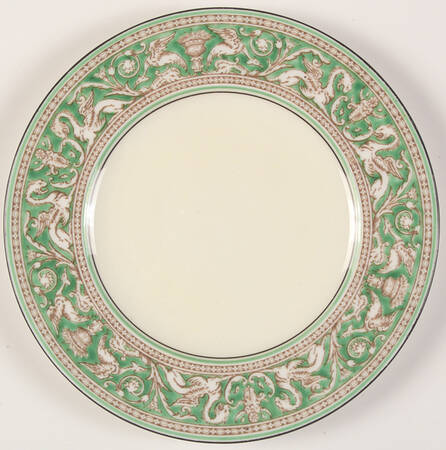 Florentine Green (No Center Design, Ivory) Salad Plate