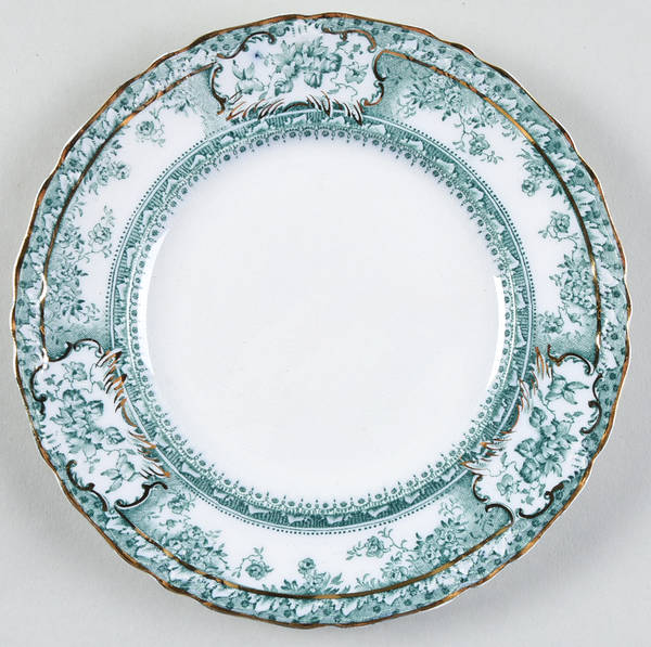 Phoebe Blue Green (Gold Accents, Gold Trim) Dessert/Pie Plate