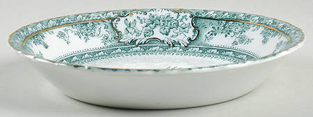 Phoebe Blue Green (Gold Accents, Gold Trim) Coupe Soup Bowl