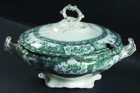 Phoebe Blue Green (Gold Accents, Gold Trim) Tureen &  Lid
