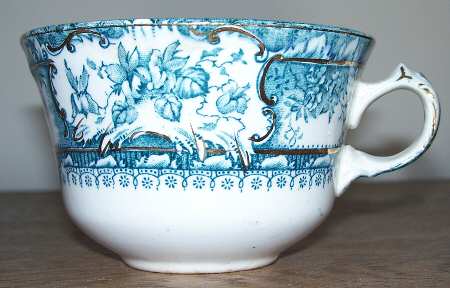 Phoebe Blue Green (Gold Accents, Gold Trim) Flat Cup