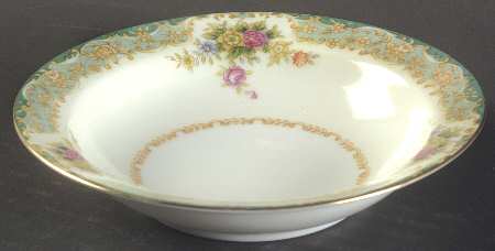 Greenleigh (Green & Aqua Border) Rim Fruit/Dessert (Sauce) Bowl