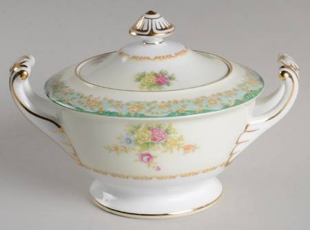Greenleigh (Green & Aqua Border) Sugar Bowl & Lid