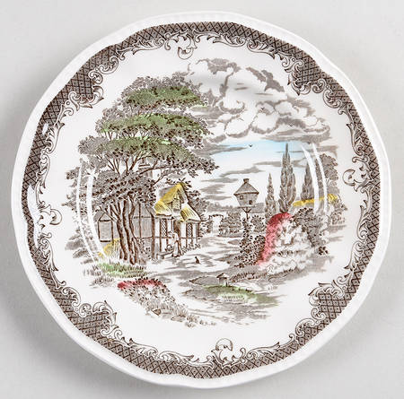 Shakespeares Sonnets Brown Multicolor Dessert/Pie Plate