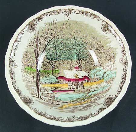 Shakespeares Sonnets Brown Multicolor 8" Round Vegetable Bowl