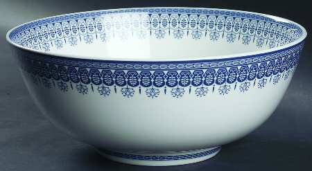 Tonquin Blue (No Gold Floral) 10" Large Salad Serving Bowl