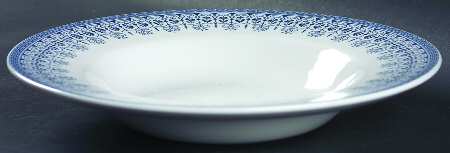 Tonquin Blue (No Gold Floral) Large Rim Soup Bowl
