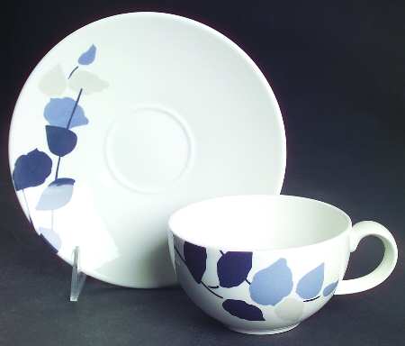 Minimal Indigo Flat Cup & Saucer Set