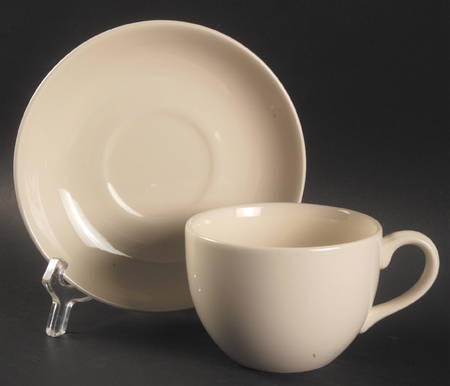 Plain Ivory Flat Cup & Saucer Set