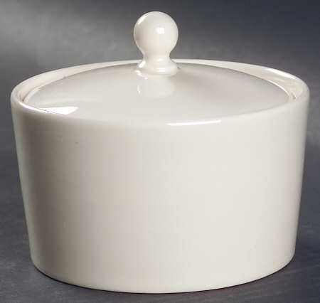 Plain Ivory Sugar Bowl & Lid