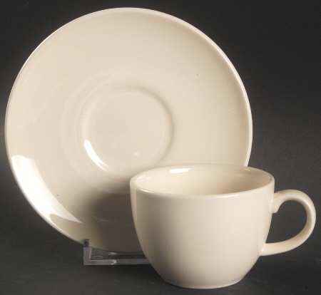 Plain Ivory Flat Demitasse Cup & Saucer Set