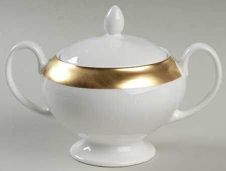 Satine Gold Leigh Shape Sugar Bowl & Lid
