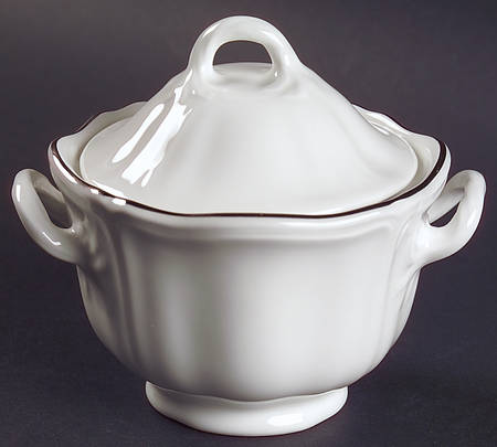 Queen's White Sugar Bowl & Lid