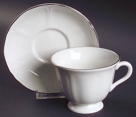 Queen's White Footed Cup & Saucer Set