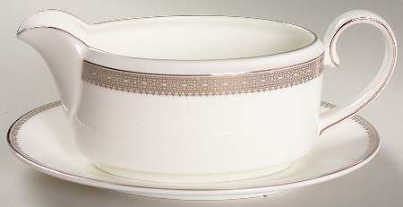 Vera Lace Platinum Gravy Boat & Underplate