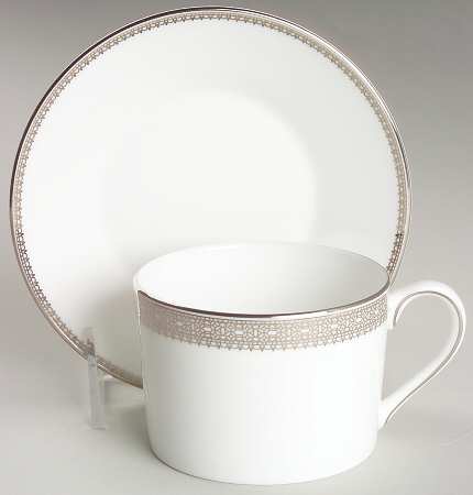 Vera Lace Platinum Flat Cup & Saucer Set