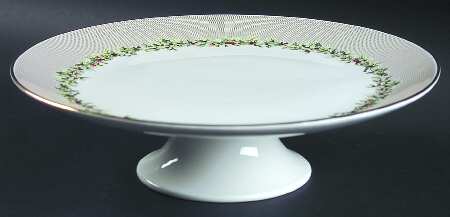 Holly Wreath 10" Diameter Pedestal Cake Stand