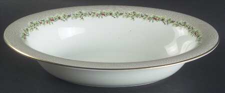 Holly Wreath 9" Oval Vegetable Bowl