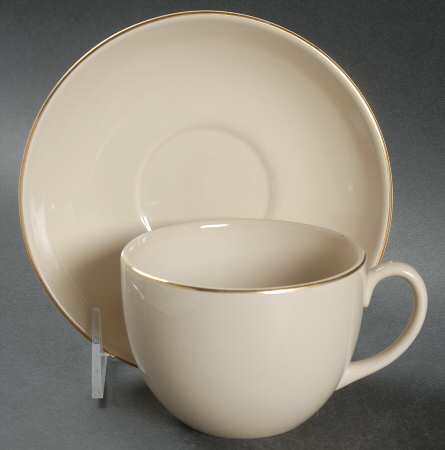 Gilded Drabware Flat Cup & Saucer Set