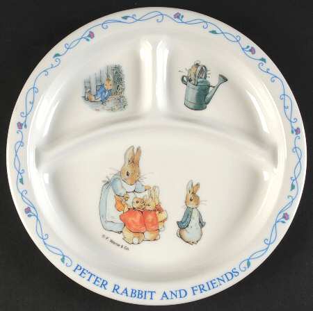 Peter Rabbit (Bone, Blue Trim) Melamine Divided Child's Plate